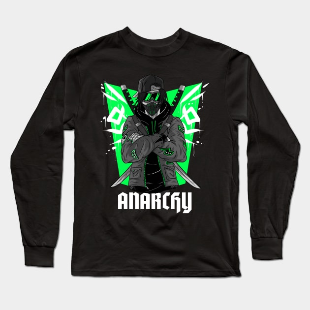 Ninja Warrior Anarchy Long Sleeve T-Shirt by SweetMay